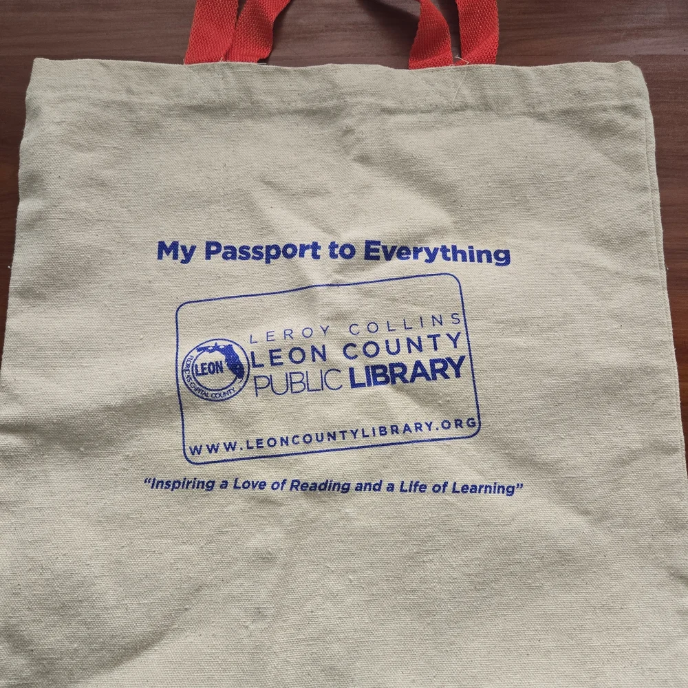 Canvas Tote Bag with Red Handles